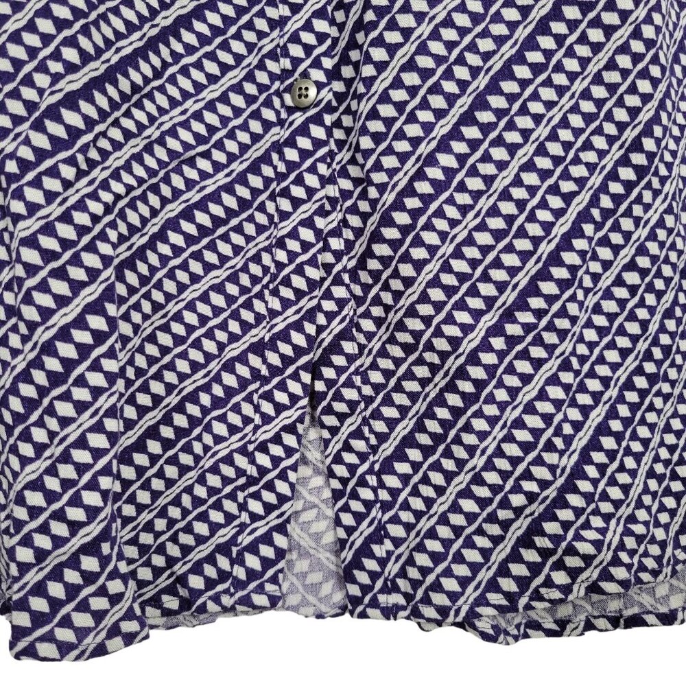 Ann Taylor Loft Petites 12P Skirt Maxi Button Front Drawstring Geometric Purple - Picture 11 of 11